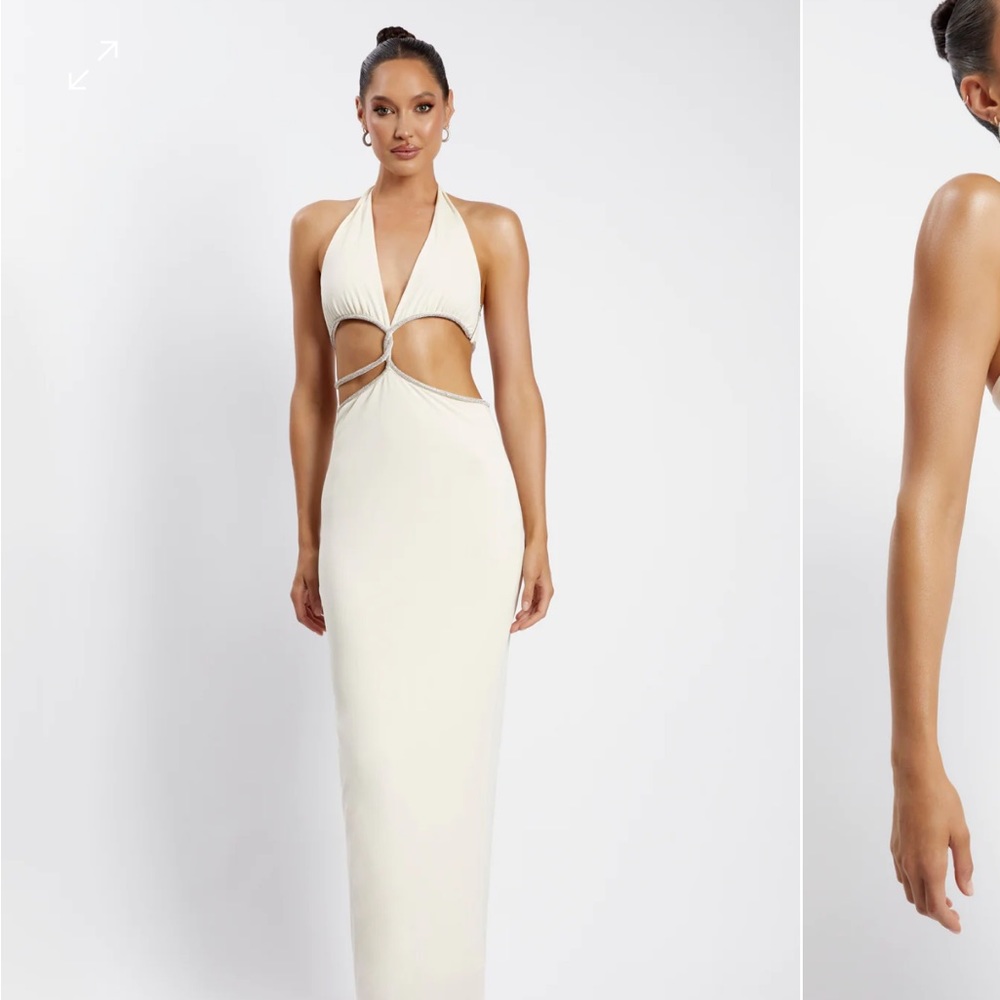 White Meshki formal dress with diamond rope
